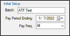 Initial setup for ATF batch payroll